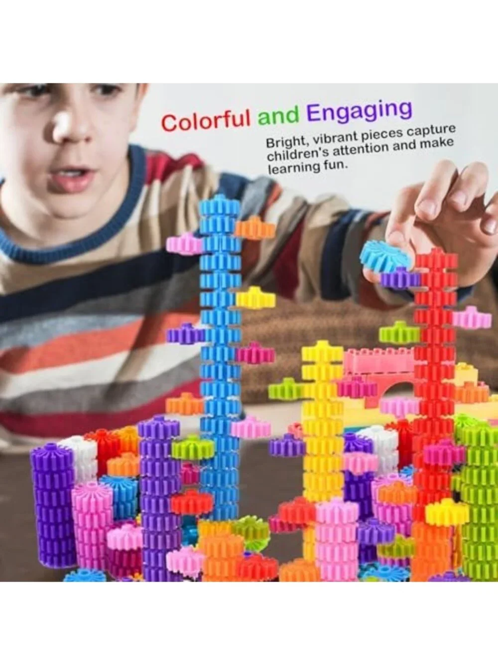 STEM Building Blocks for Kids - Safe Interlocking Construction Set, Montessori